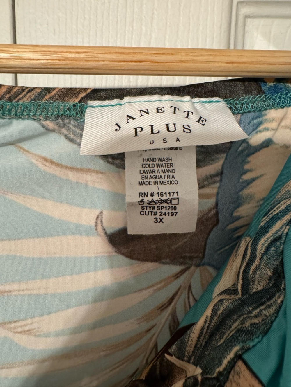Janette Plus Turquoise Tropical Strapless Romper with Palm Print - Picture 3 of 4